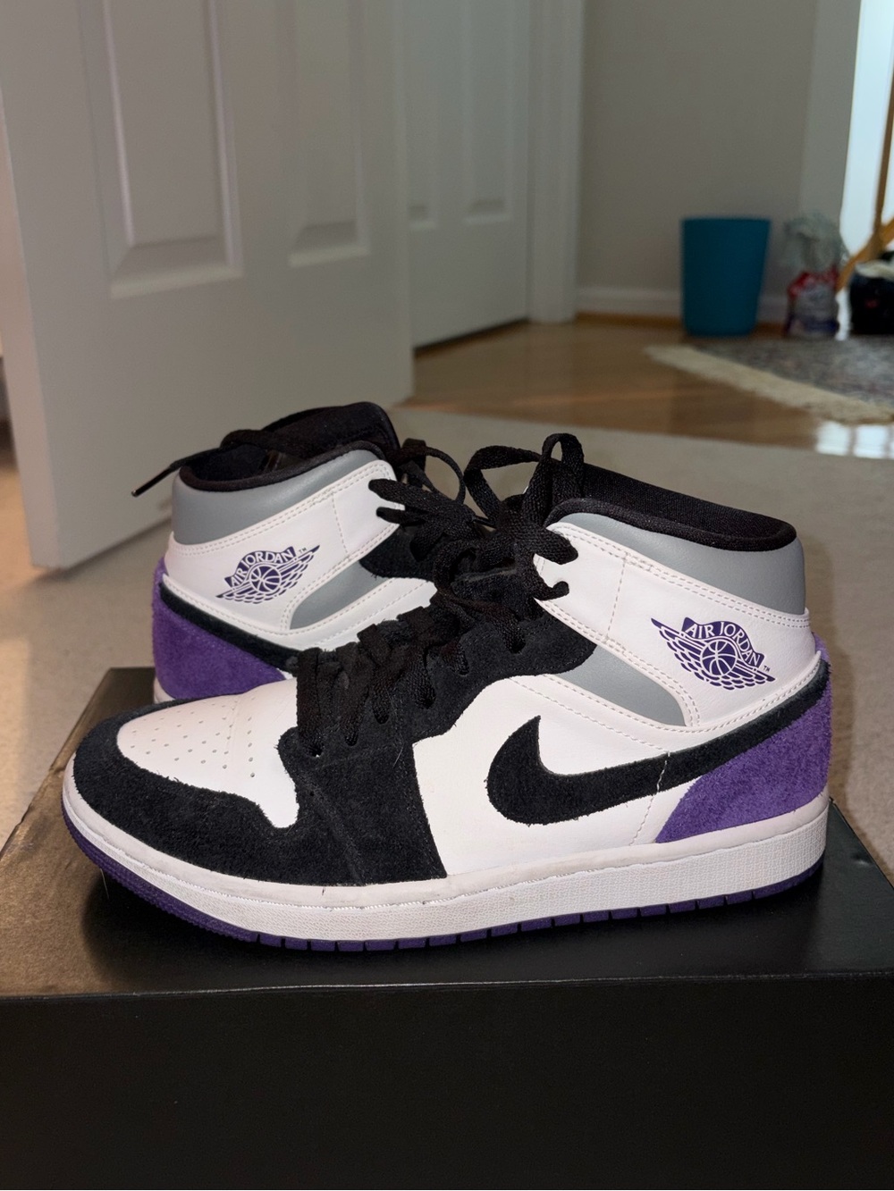 Nike Air Jordan 1 Mid White Black Purple